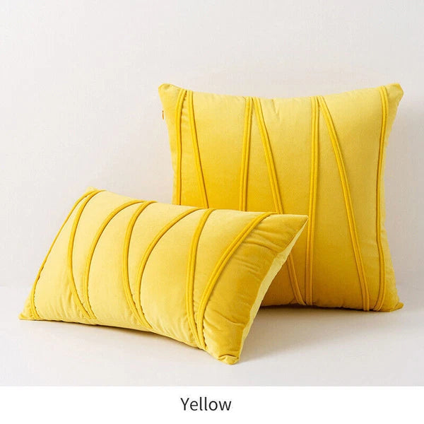Velvet Plain Soft Cushion Cover Checks Throw Pillow Cases Sofa Home Decor