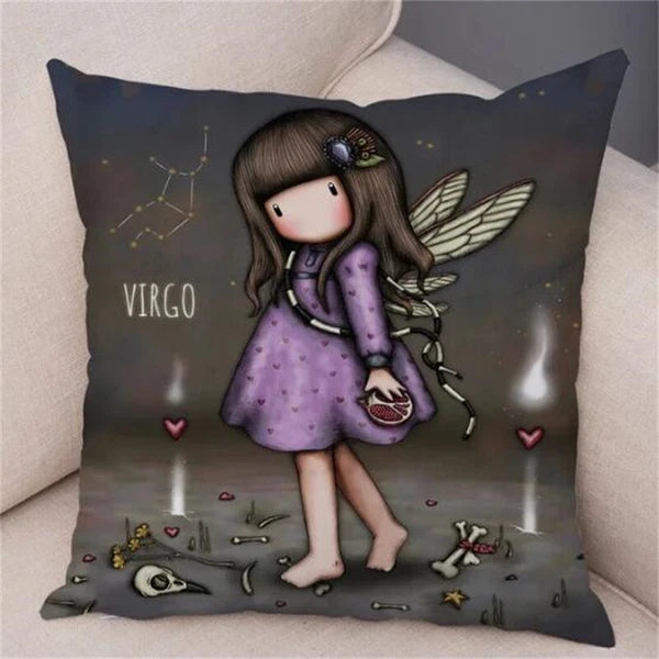Cute Cartoon Little Girl Decor Lovely Cushion Cover for Sofa Home Pillow Case
