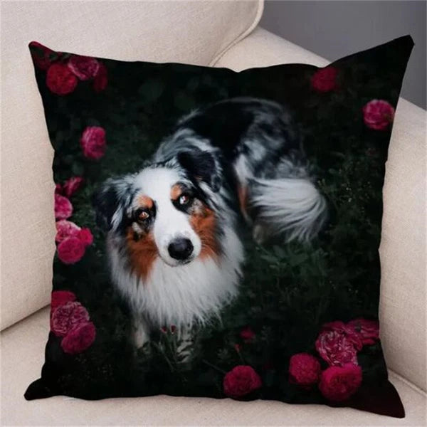 Cute Pet Animal Cushion Cover Border Collie for Sofa Decor Dog Print Pillow Case