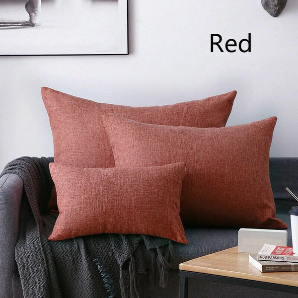 2X Cushion Cover Pillow Cases Solid Color Large Rectangle Sofa Bed Home Decor