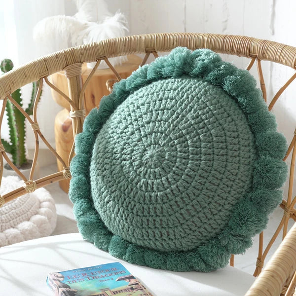 Round Knitted Waist Pillow Throw Sofa Car Office Chair Cushion Pillows Pad Decor