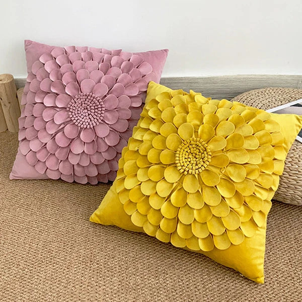1X Velvet 3D Flower Pillowcase Cushion Pillow Cover Case Bedding Sofa Home Decor