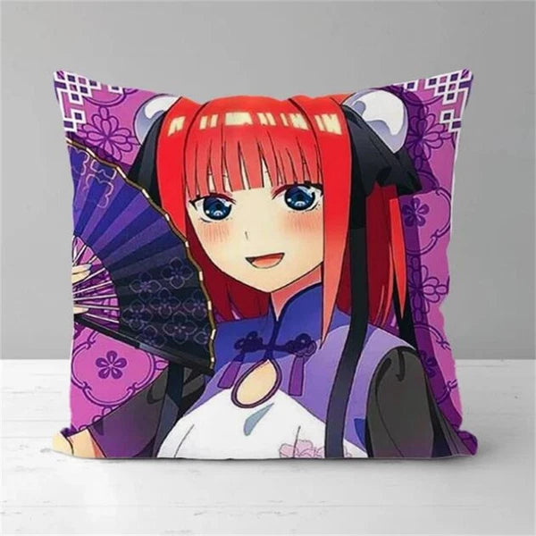 Anime Girl Pillow Covers Decor Sofa Print Quintuplets Short Plush Cushion Cover