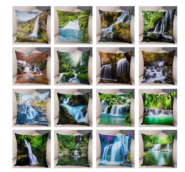 Waterfall Print Pillow Case for Home Sofa Decor Beautiful Scenery Cushion Cover