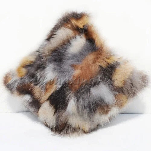 Natural Color Handmade Patchwork Real Fur Sofa Cushion Cover Pillow Case