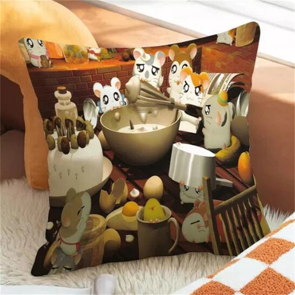 Hamtaro Pillowcases for Cushion Covers Fall Decor Anime Pillow Cover Sofa