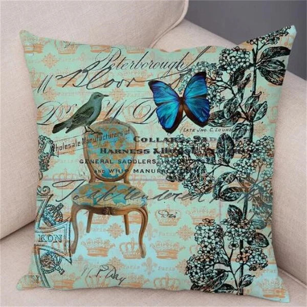 Vintage Butterfly Pillow Case Decor Old Poster Cushion Cover for Sofa Home Car