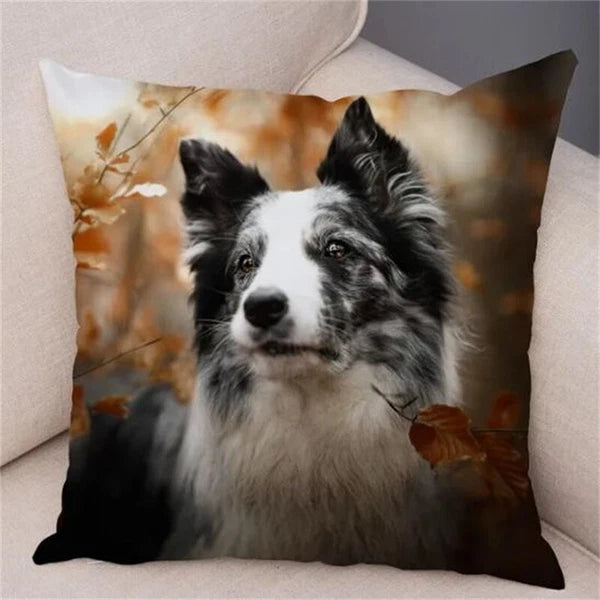 Cute Pet Animal Cushion Cover Collie for Sofa Car Decor Dog Print Pillow Case
