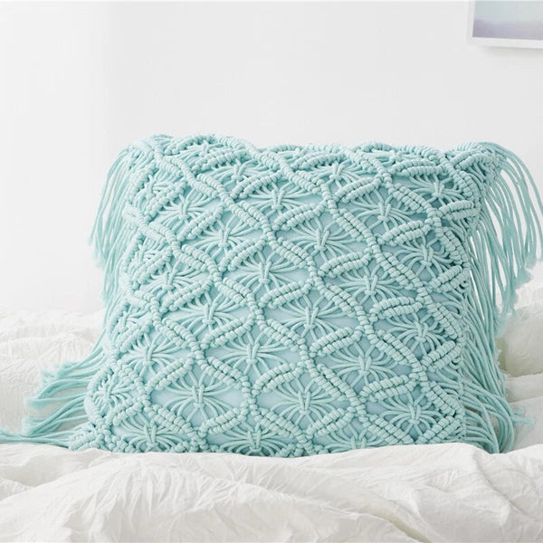 Handmade Woven Pillowcase Sofa Throw Cushion Cover Tassel Pillow Case Bedroom