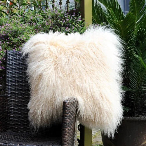 Mongolian Lamb Fur Cushion Cover, Sofa Pillow Cover Home Decoration No Stuffing