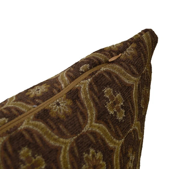 We61 -Dk Brown Gold Eye Flora Damask Bolster Case/Pillow/Sofa Seat Cushion Cover
