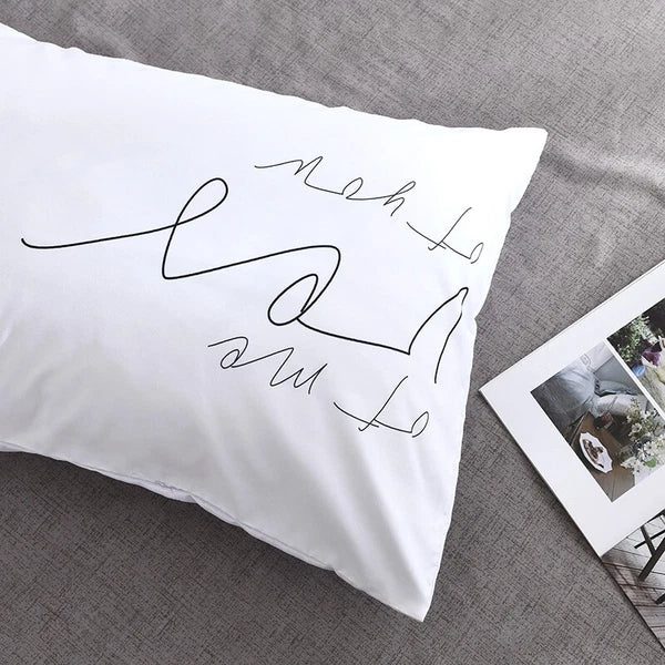 White Cushion Cover Letter Printed Pilow Case 2Pcs Pillowcase Bedroom Throw Sofa