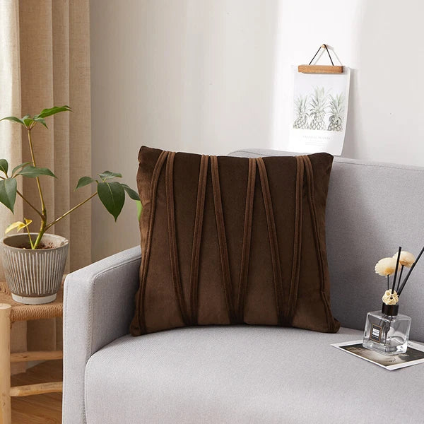Plain Velvet Cushion Covers Stripe Pillow Case for Sofa Couch Bedroom 16 Colours