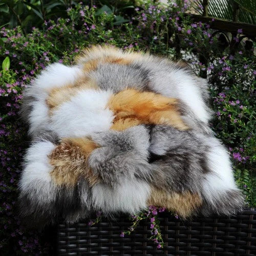 Natural Color Handmade Patchwork Real Fur Sofa Cushion Cover Pillow Case
