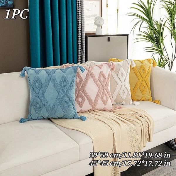 1PC Moroccan Cushion Cover Embroidered Tufted Pillow Case for Bedroom Sofa Decor