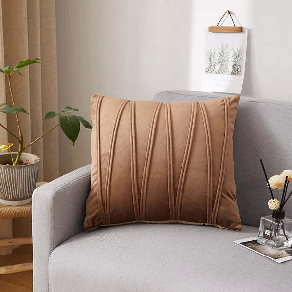 Plain Velvet Cushion Covers Stripe Pillow Case for Sofa Couch Bedroom 16 Colours