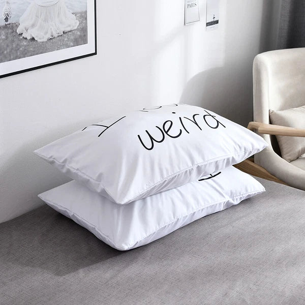 White Cushion Cover Letter Printed Pilow Case 2Pcs Pillowcase Bedroom Throw Sofa