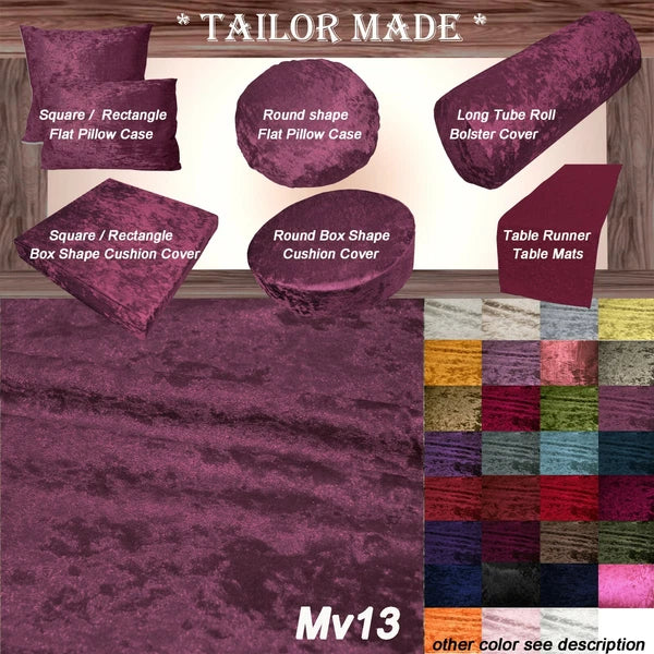 Mv13 Red-purple Crush Velvet Sofa Seat Patio Bench Cushion Bolster Cover/Runner