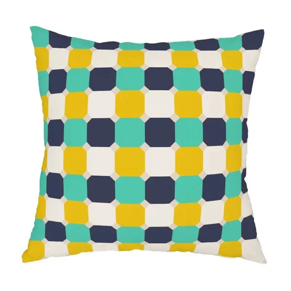Geometric Pattern Peach Skin Plush Pillowcase for Sofa Chair Bed Pillow Cover