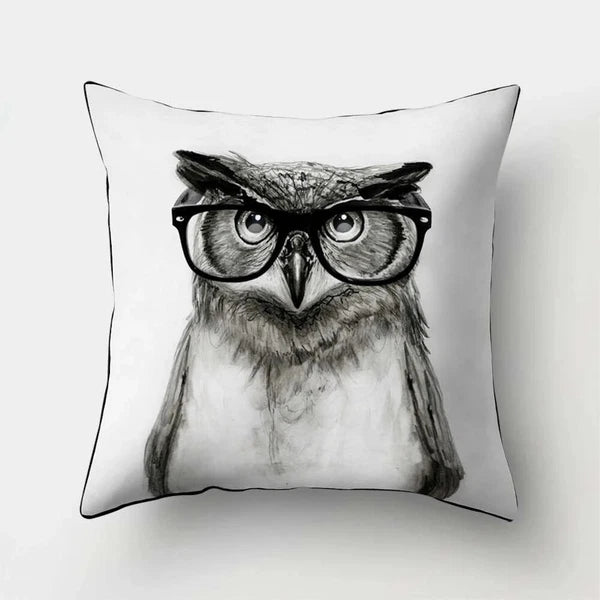 Decorative Sofa Bed Cushion Cover Owl Pattern Polyester Throw Pillow Pillowcase