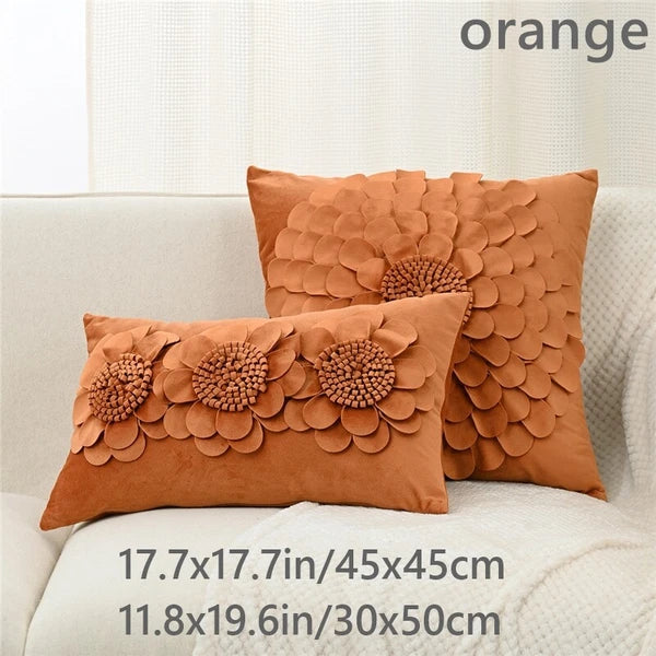 1X Velvet 3D Flower Pillowcase Cushion Pillow Cover Case Bedding Sofa Home Decor