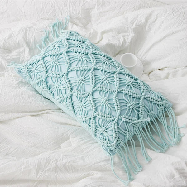 Handmade Woven Pillowcase Sofa Throw Cushion Cover Tassel Pillow Case Bedroom
