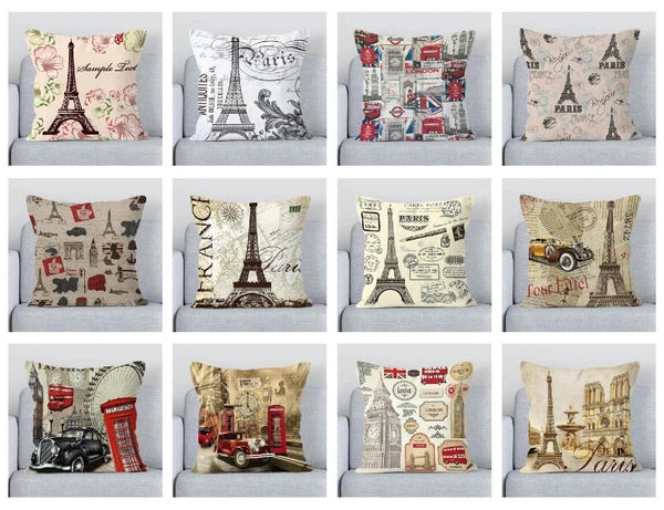 Cushions Covers for Bed London Paris Scenic Print Sofa Fall Pillow Cases Decor