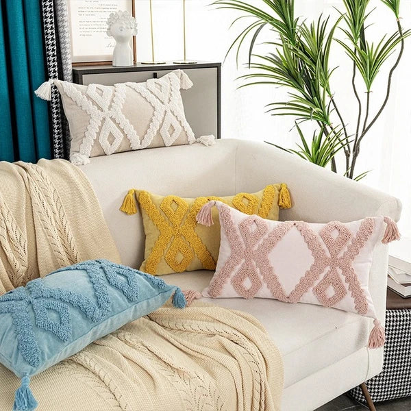 1PC Moroccan Cushion Cover Embroidered Tufted Pillow Case for Bedroom Sofa Decor