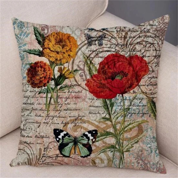 Vintage Butterfly Pillow Case Decor Old Poster Cushion Cover for Sofa Home Car