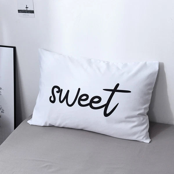 White Cushion Cover Letter Printed Pilow Case 2Pcs Pillowcase Bedroom Throw Sofa