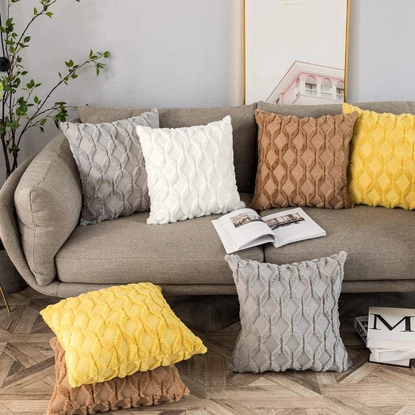 Pillow Cover Plush Solid Nordic Cushion Cover Living Room Sofa Home Decorations
