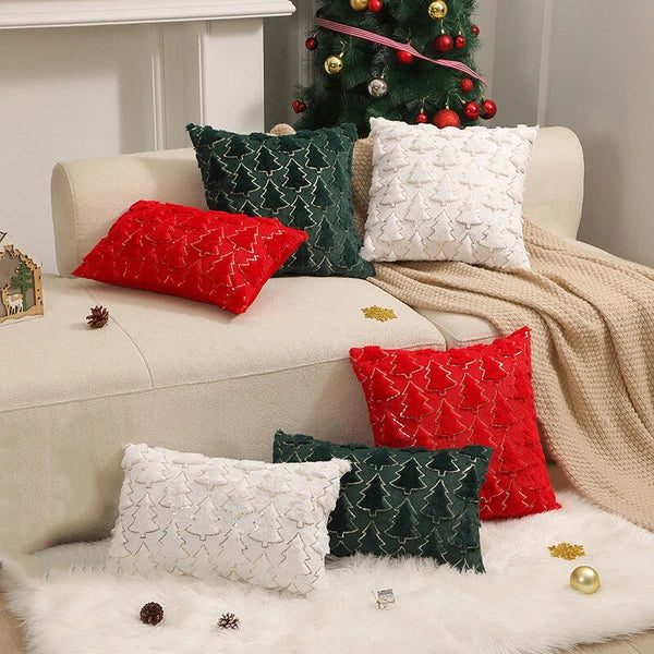 Christmas Tree Throw Pillow Cover Soft Plush Pillowcase Sofa Bed Cushion Decor