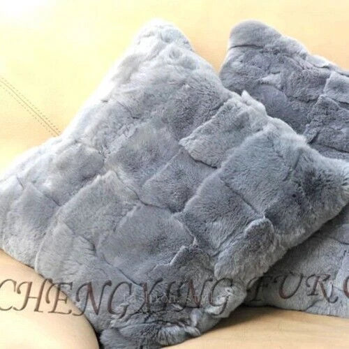 Rabbit Fur Patchwork Sofa Cushion Covers Furry Pillow Cover No Stuffing