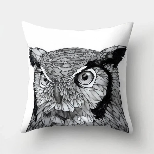 Decorative Sofa Bed Cushion Cover Owl Pattern Polyester Throw Pillow Pillowcase