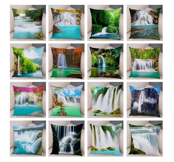 Waterfall Scenery Printed for Home Sofa Room Decor Pillowcase Cushion Cover