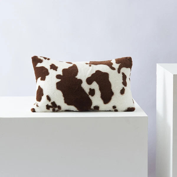Cow Printing Cushion Cover Soft Plush Throw Sofa Pillow Case Decorative Home Bed