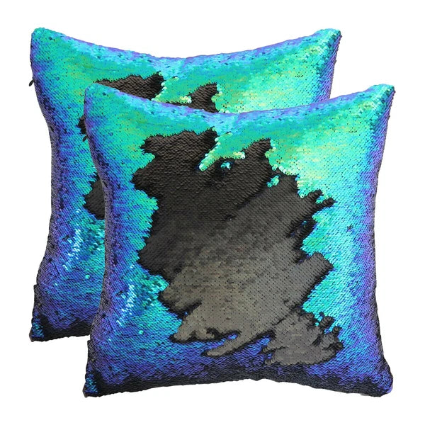 Pillow Cover Mermaid Glitter Sequins Cushion Case Home Sofa Decorative 16" x 16