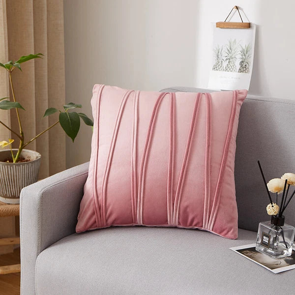 Plain Velvet Cushion Covers Stripe Pillow Case for Sofa Couch Bedroom 16 Colours
