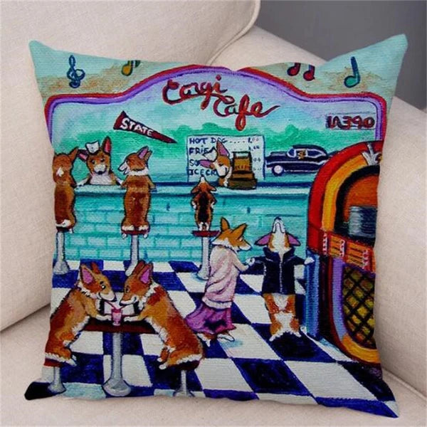 Welsh Corgi Pembroke Cushion Cover for Sofa Decor Cartoon Dog Pillow Case