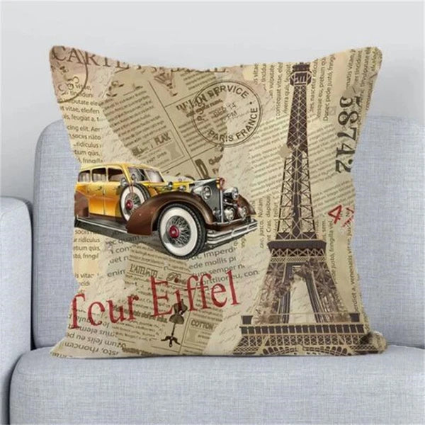 Cushions Covers for Bed London Paris Scenic Print Sofa Fall Pillow Cases Decor