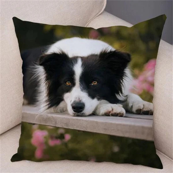 Cute Pet Animal Cushion Cover Collie for Sofa Car Decor Dog Print Pillow Case