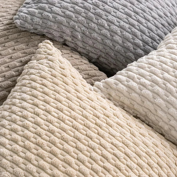Cozoomy Set of 4 Neutral Decorative Throw Pillow Covers 18x18 Inch Corduroy Pill