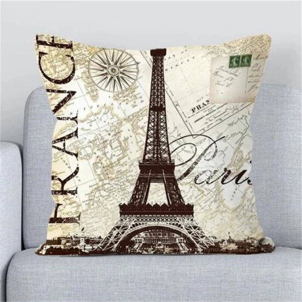 Cushions Covers for Bed London Paris Scenic Print Sofa Fall Pillow Cases Decor