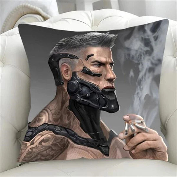 Robot Pillow Cover Pillowcase Decorative for Chair Cushion Fall Short Plush Sofa