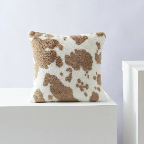 Cow Printing Cushion Cover Soft Plush Throw Sofa Pillow Case Decorative Home Bed