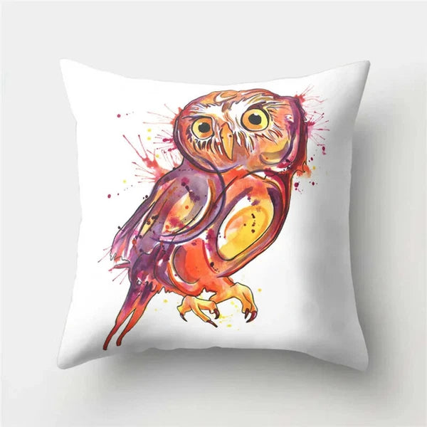 Decorative Sofa Bed Cushion Cover Owl Pattern Polyester Throw Pillow Pillowcase