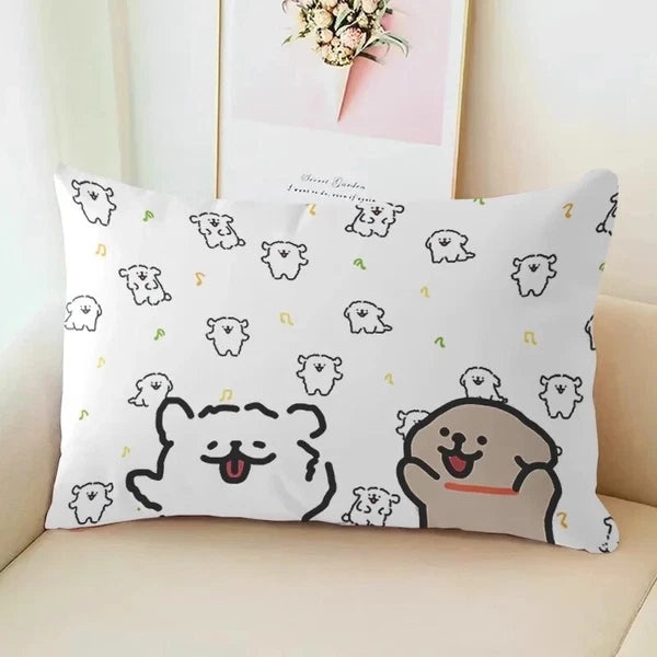 MINISO Cute Cartoon Line Puppy Print Pillowcase Sofa Cushion Cover Bed Sleeping