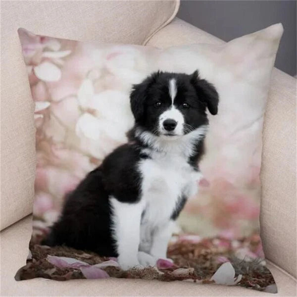 Cute Pet Animal Cushion Cover Collie for Sofa Car Decor Dog Print Pillow Case