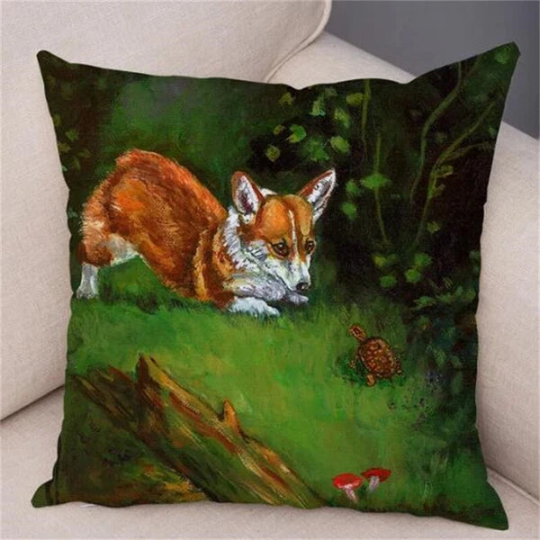 Welsh Corgi Pembroke Cushion Cover for Sofa Decor Cartoon Dog Pillow Case