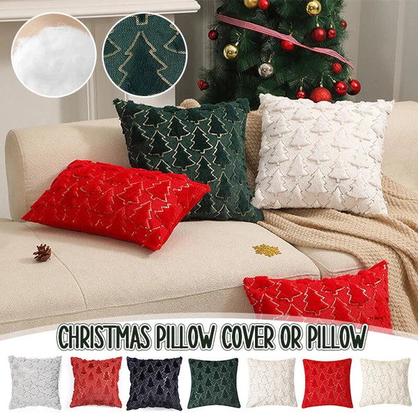 Christmas Tree Throw Pillow Cover Soft Plush Pillowcase Sofa Bed Cushion Decor